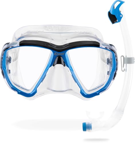 Cressi Big Eyes & Seal Dry Mask & Snorkel Kits, Clear/Azure