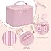 OCHEAL Makeup Bag Large Capacity Travel Make up Pouch for Cosmetics, Vertical Storage with Divider Toiletry Bag for Skincare Organization-Pink