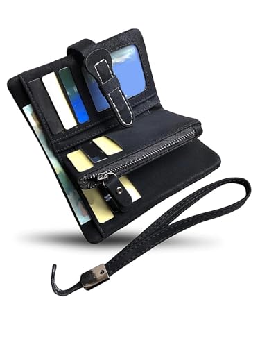 Women's Small Leather Wallet Ladies Wristlet with Card Holder Id Window Coin Purse for Change，Credit Card(Orange)4