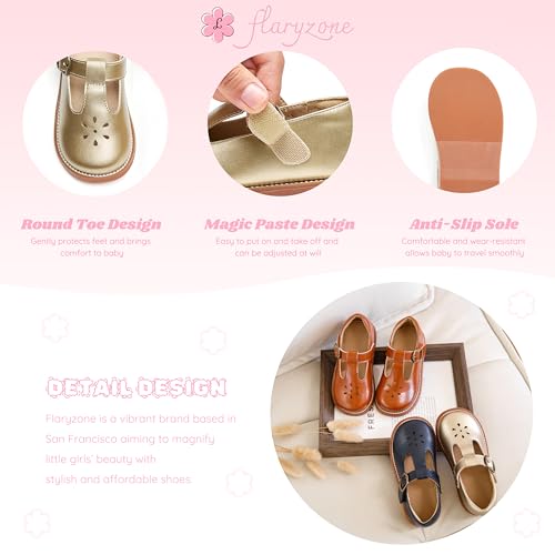 Image of Flaryzone Toddler Little Girl Mary Jane School Uniform Oxfords Flat Dress Shoes