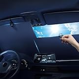 Retractable Windshield/Rear Sun Shade with Size-Adjustable - Large Auto Visors Sunshade Fits Windshields of Various Models with Suction Cups, Block UV Rays & Sun Heat (1 Set