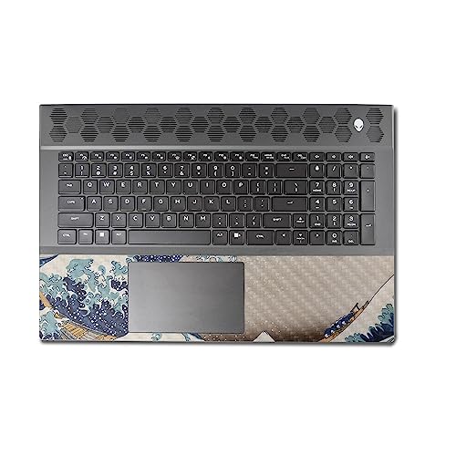 Image of MightySkins Carbon Fiber Skin Compatible with Alienware M18 R1 (2023) Full Wrap Kit - Great Wave of Kanagawa | Protective, Durable Textured Carbon Fiber Finish | Easy to Apply | Made in The USA