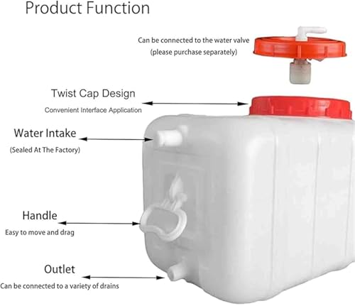 LICOME Outdoor Plastic Water Tank,100L/150L/200L/340L Storage Tank Lid,Large Rectangular Horizontal Water Storage Tank,Thickened Pure Water Storage Tank(150L)