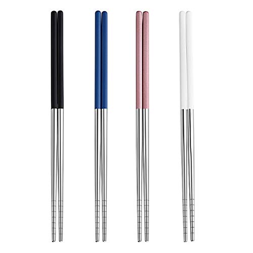 Fantye 4 Pairs Metal Chopsticks, Lightweight Chopsticks Stainless Steel Chopsticks Reusable Chopsticks for Sushi Noodles, 9 inches / 23 cm