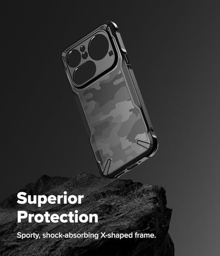 Image of Ringke Fusion-X Compatible with Nothing Phone (4a) Pro Case Back Cover Military Camo Hard Back Soft Flexible TPU Bumper Scratch Resistant Shockproof Protection Cover - Camo Black