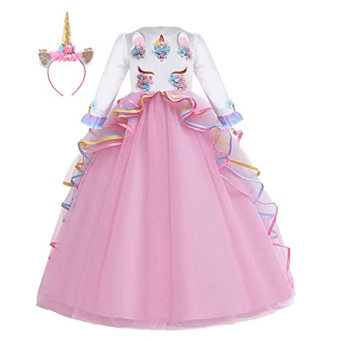 Disfraz de unicornio para niña vestido largo con diadema