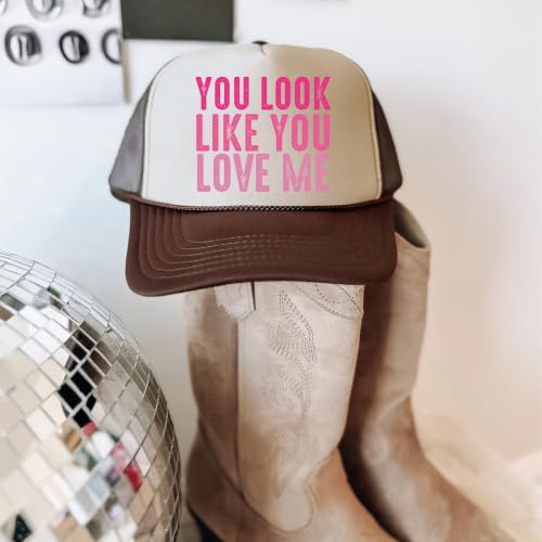 Image of You Look Like You Love Me Trucker Hat Country Song Lyrics Adult Classic 5 Panel Mesh Snapback
