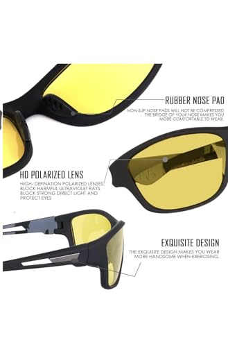 Image of Polarized Sports Sunglasses for Men & Women | UV400 Protection | Lightweight Driving, Fishing, Cycling, Running & Outdoor Sunglasses with TAC Lens