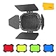 GODOX BD-07 II Barn Door Kompatibel für Godox AD200Pro II Taschenblitz Zubehör, mit Abnehmbarem Wabengitter und 4 Farbgelfiltern
