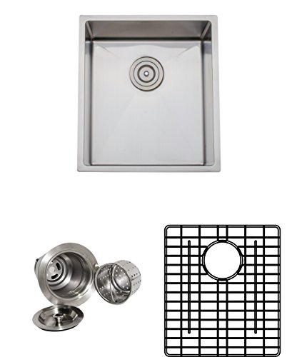 Wells Sinkware CSU1719-9-1 Commercial Grade 16-Gauge Handcrafted Single Bowl Undermount Kitchen Sink Package, Stainless Steel