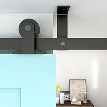 TSMST 4FT Ceiling Mount Sliding Barn Door Hardware Closet Track Kit, Fits 24" Wide Single Wood Door Panel - T Style