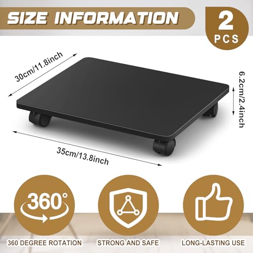 Image of Beeveer 1 Pcs Office Under Desk Printer Stand with 4 Caster Wheels 13.8 x 11.8 Inches Black Movable Printer Copier Shelf CPU Holder for Home Office Heavy Duty Storage Rack Scanner Fax Machine