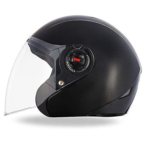 Image of Yamaha YR6 Half Face Helmet (Gloss Black, Size L) Y6AYR6GB0L16