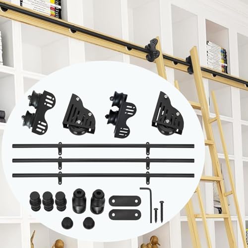 Kit de quincaillerie pour échelle coulissante en acier carbone avec rails et roulettes de sol