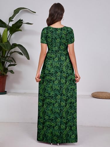 Image of DEARCASE Maxi Dress for Women Short Sleeve Casual Summer Loose Plain Comfy Long Dresses with Pockets