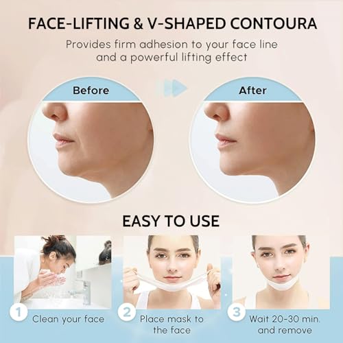 Face Mask V-Line 5 PCS Snail Mucin Face Masks Beauty, Double Chin Reducer Collagen Mask, V Shape Face Tape Mask for Skin Firming & Tightening Moisturizing Face Slimmer (V-Line 5 PCS) - Image 8