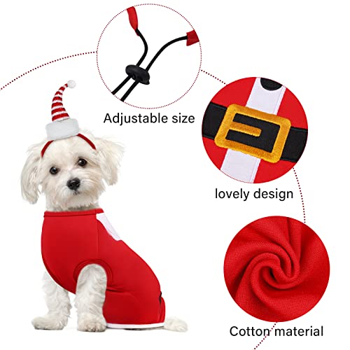 Pedgot 2 Pack Christmas Sleeveless Dog Shirts With Christmas Dog Headbands Pet Clothes Elf And Santa Costume Set For Christmas Holiday Dog Cat Cosplay Apparel (Medium) #TOP2