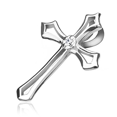 Preisvergleich Produktbild ORDO Diamonds® Silberanhänger 925, klare Perlen, Damenanhänger, Silber 925, glänzender Anhänger, Zirkonendekor, Kreuzkontur, gepunzt, 0.6g