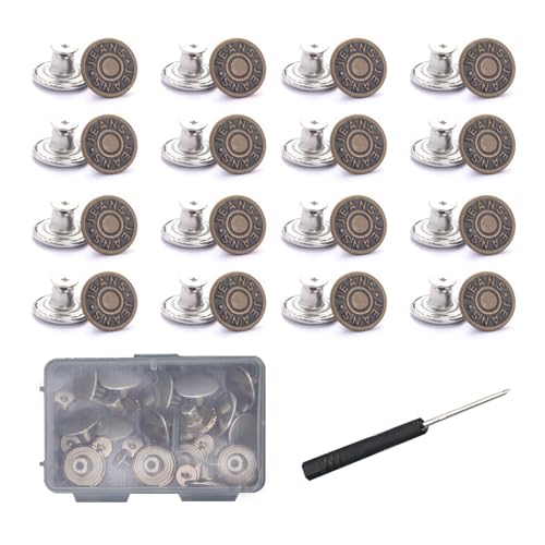24 Stück Jeans Knöpfe ohne Nähen,Druckknöpfe ohne Nähen,Hosenknöpfe zum Stecken Buttons,Instellbare Clip Jeans Knopf,Machen Hosenknopf Enger Jeansknöpfe,Knopfverlängerung für Hosen,DIY Jeansknopf