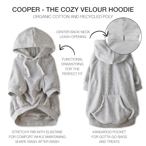Pet Passion Cooper II Organic Cotton Velour Dog Hoodie Pet Coat for Small, Medium and Large Dogs, Light Heather Gray, Medium - Image 5