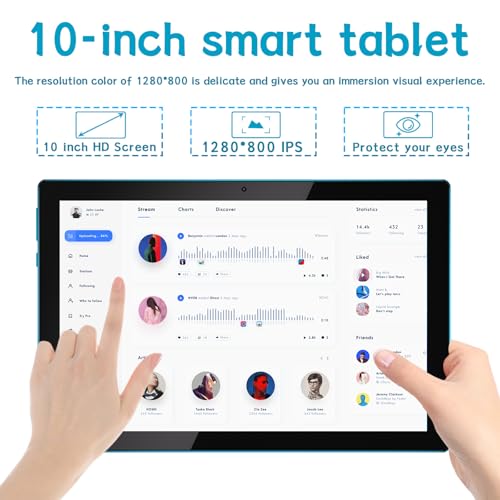 Image of NOVOJOY Tablet 10 Inch Android Tablets with Case and Stylus Android 15 Tablet with Cover 2MP+8MP Dual Camera 6000mAh Battery 12GB RAM(4GB+8GB Expansion) 64GB ROM 5Gwifi-6 10.1 inch Tablets (Navy Blue)