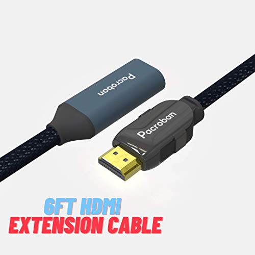 Pacorban Extension Cable (6Ft 1Pack) 8K Hdmi 2.1 Male To Female Hdmi Cable Ultra High Speed 8K 60Hz, 4K 120Hz, 3D Ultra Hdr 48Gbps, Earc Dolby Atmos Hdmi Extension #TOP2