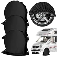 Radschutzhülle Radabdeckung Reifenabdeckung 4STK Wasserdicht Wohnwagen Anhänger mit 2 Ösen für Caravan Wohnmobile Wohnwagen Oldtimer 27-29Zoll Schwarz (4)