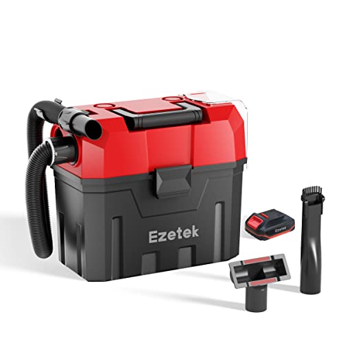 Ezetek Wet Dry Vacuum Cleaner, Shop Vacuum 20V MAX Battery, Car Vacuum Cleaner 2 Gallon, Wet Dry Vac with Blower, Wet Dry Vacuum with Durable Attachments, Commercial Vac for Home/Garage/Car