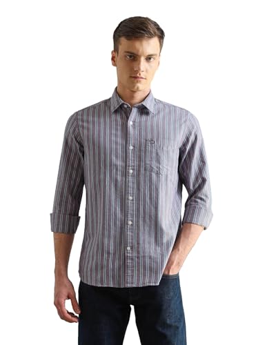 Image of Arrow Sport Men Slim fit Cotton Checked Long Sleeves Spread Collar Shirt