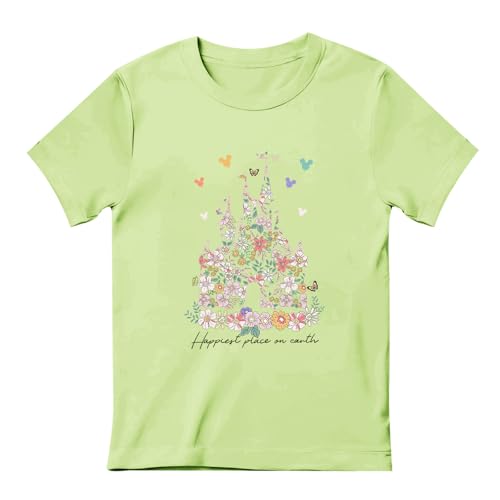 Image of Floral Castle Shirts for Girls Graphic Cute Tshirt Kids Toddler Flower Holiday Shirt Vacation Trip Tee Tops