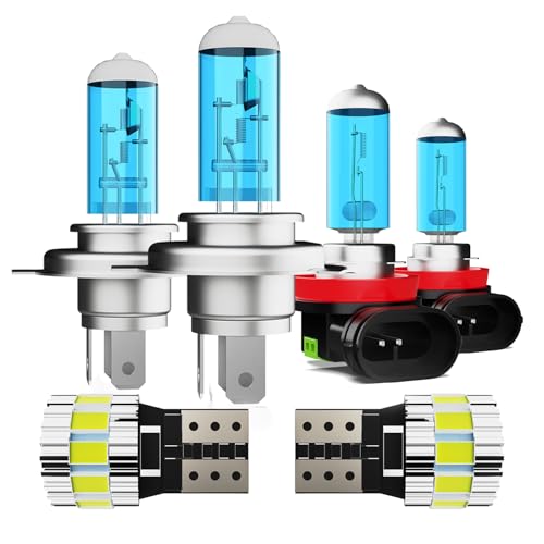 Image of Light Bulbs Fit For Toyota Highlander 2008-2010, High Performance Halogen Headlight Bulb And License Plate Lights Combo, 9003 H11 High Low Beam Fog Lights, 6000K White Light, Pack of 6