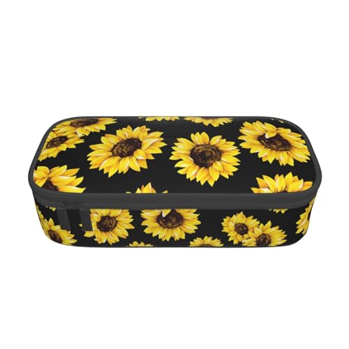Image of Sunflower Pencil Case Aesthetic Large Capacity Pen Pouch | Storage Bag with Compartments for Travel School Office Organizer