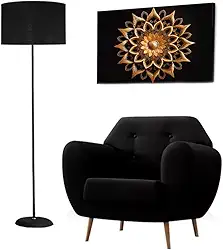 Luminária de Piso com Cúpula em tecido Skyshow® Abajur de Chão Coluna