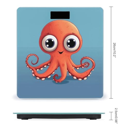 Báscula digital para baño con diseño pulpo rojo miniatura 2