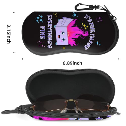 Image of Sunglasses Soft Case, Cute Ultra Light Portable Neoprene Zipper Eyeglass Glasses Case with Belt Clip for Men Women