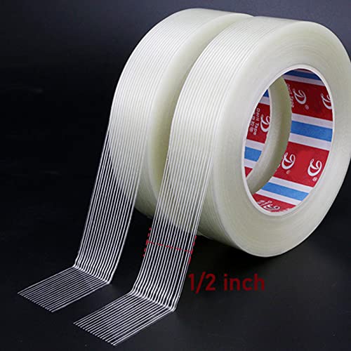 Image of KAIY Strapping Tape 2 Roll Packing Fiberglass Tape 1 /2 inch x 60yds | Heavy Duty Filament Tape, Fiberglass Reinforced Packing Tape with Strong Adhesive for Shipping, Moving, Carton Sealing
