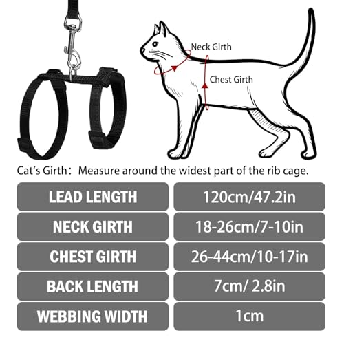 PUPTECK Adjustable Cat Harness and Leash Set Escape Proof Kitten Strap Collar for Walking Travel, Black - Image 3