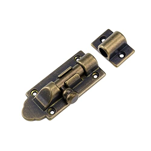 Tighall Antique Brass Barrel Bolt Latch 3 Inch Solid Cast Brass Barrel Bolts Latches for Modern Retro Furniture with Screws Hardware (1 Pcs, 3")