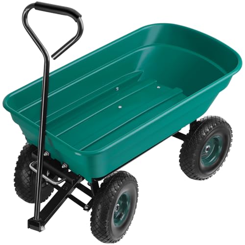 tectake® Carro de Jardin con Ruedas Neumáticas, Carretilla de Mano para Herramientas y Jardinería, Carrito de Transporte Resistente para Distintos Usos - 80 x 47,5 x 46 cm 120kg de Carga