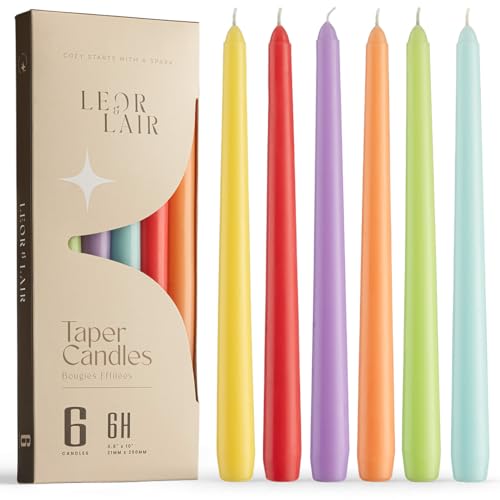 Leor & Lair Spring Taper Candles 6 Pack 10 Colored Candlesticks