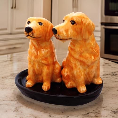 Keramik Salz und Pfefferstreuer Set mit Hundemotiv (Golden Retriever)