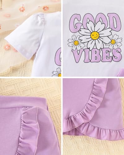 Image of Kids Toddler Girl Summer Clothes Letter Printed T-Shirt Top+ Floral Skirt 2pcs Girl's Skirt Set