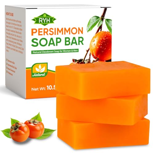 RYH 3 PCS Persimmon Soap Bar for Body Odor ControlDeodorizing & Eliminating Body Odor for Old People Smell Natural Deodorant Persimmon Bar Soap Organic Body Wash Soap for Women & Men
