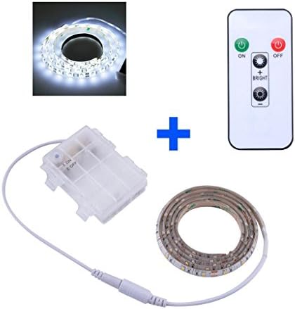 SUMAITEC LED Strip Lights with dimmer Remote, Battery Powered, Cold White, Length to Select: L=50cm / 1m / 2m, for Indoor and Outdoor, Waterproof