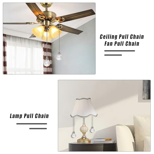 Image of Ceiling Fan Pull Chain, 2pcs AB Coat 30mm Crystal Prism Ball Fan Pull Chain, Fan Pulls Set with Connector Ceiling Fan Pull Chain Ornaments Lighting Accessories