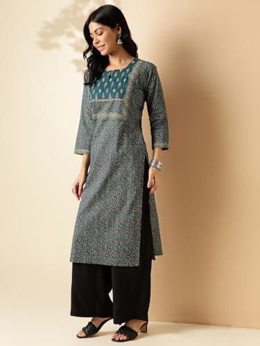 Image of Vbuyz Women's Floral Printed Straight Cotton Special wear Kurtas for Women | Cotton Kurtas for Women | A-Line Kurtas Kurtis | Designer Kurta | Kurtas for Women | Printed Kurtas