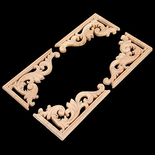 Aplique de esquina en madera tallada de 13x7 cm con diseño de flor hueca 2