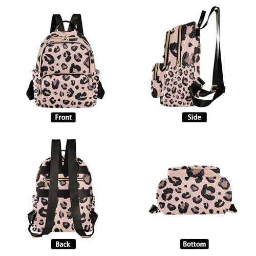 Image of senya Pink Black Leopard Women Backpack Purse Travel Daypack Shoulder Bag