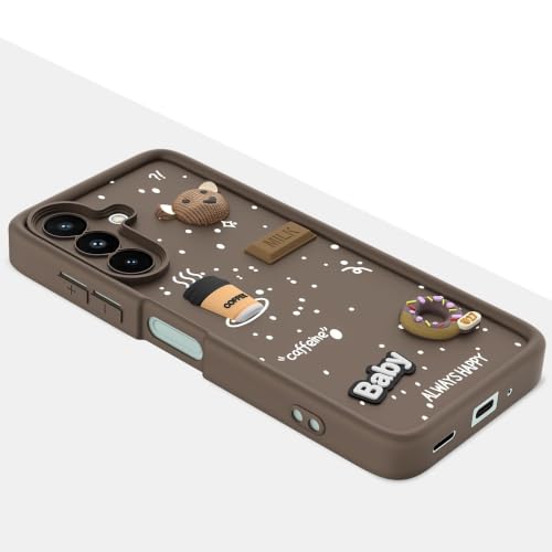 Image of Bintage Back Cover Compatible for Samsung A27 5G | Cute Fun Ball | 3D Taddy Smiley Coffee | Milk Case | Full Body Protection - Brown