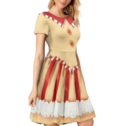 Image of AFPANQZ Womens Casual Summer Lightweight Vintage Dress Short Sleeve Midi Dress Knee-Long Luxury Formal Dress